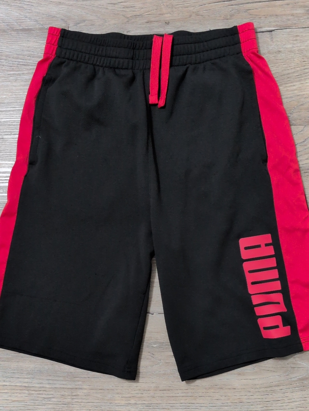 Puma Black & Red Athletic Shorts with Side Panels